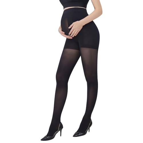 COLOMI Women Maternity Tights Opaque Pregnancy Pantyhose 80 DEN Hosiery Maternity Leggings - size: Medium