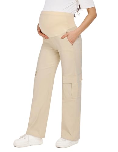 Maternity Quick-Dry Cargo Pants with 6 Functional Pockets - color: Khaki, size: X-Large