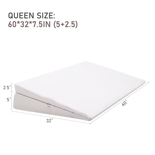 SUNYRISY Adjustable Wide Size Bed Wedge Pillow Wedge Mattress Topper - size: Queen 60*32*7.5in