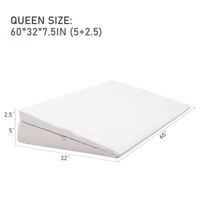 SUNYRISY Adjustable Wide Size Bed Wedge Pillow Wedge Mattress Topper - size: Queen 60*32*7.5in