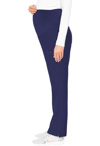 Med Couture Touch Maternity Scrub Pant Straight Leg with 3 Pockets - color: Navy, size: X-Small