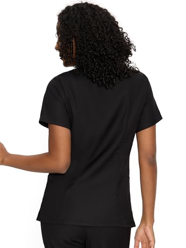 Scrub Tops for Woman, Mock Wrap Tops - color: Black, size: XX-Large