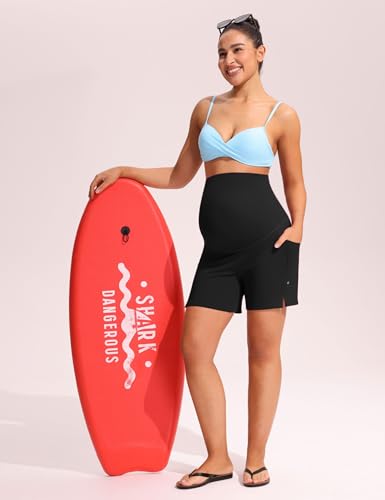 Mama Land Maternity Swim Shorts Over the Belly - color: Black, size: X-Large