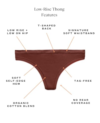 KNICKEY Subset Women's Organic Cotton Low-Rise Thong, Underwear, Single - color: Cacao, size: XX-Large