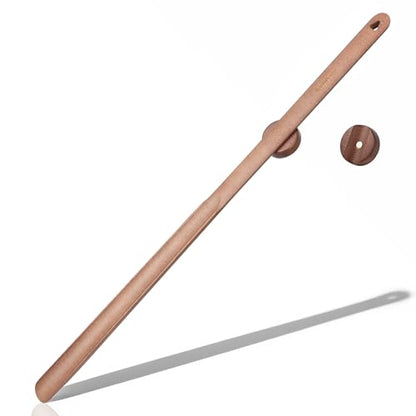 Extra Long Wooden Shoe Horn with Magnetic Holder, Walnut Color