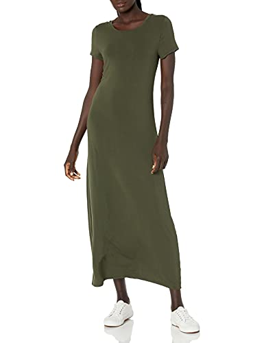 Amazon Essentials Women's Short-Sleeve Maxi Dress - color: Dark Olive, size: Large