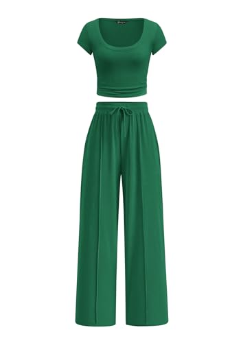 PRETTYGARDEN Women's Summer 2 Piece Matching Lounge Sets - color: Green, size: Small