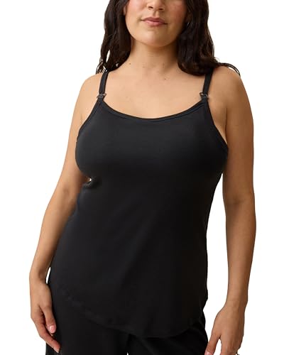 Kindred Bravely Essentials Nursing Camisole Maternity Tank Top Built in Bra - color: Black, size: Large