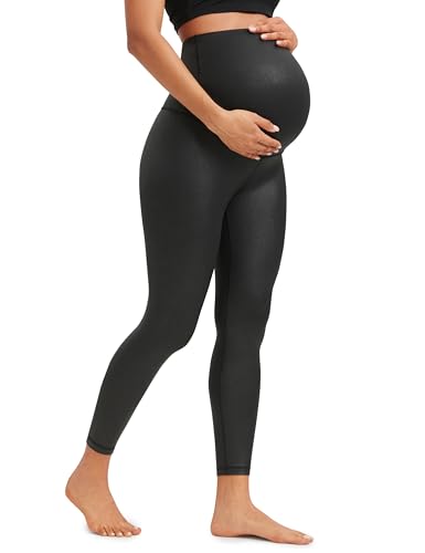 CRZ YOGA Maternity Leggings 25" - color: Black Foil Pattern, size: Large
