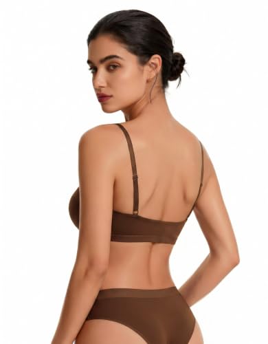 Women's Bralette Soft No Padding Comfort Sleep Bras - color: Brown, size: XX-Large
