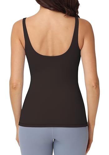 Foucome Nursing Tank Tops with Built in Bra - color: Brown, size: Large