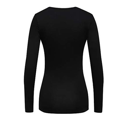 OThread & Co. Women's Long Sleeve T-Shirt Comfy Underscrub Tee Basic Stretch Layer - color: Black, size: Small
