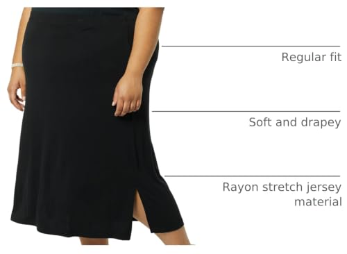 Amazon Essentials Women's Pull-On Knit Midi Skirt with Elastic Waist, Slits - color: Black, size: Medium