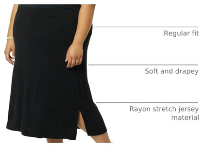 Amazon Essentials Women's Pull-On Knit Midi Skirt with Elastic Waist, Slits - color: Black, size: 6X