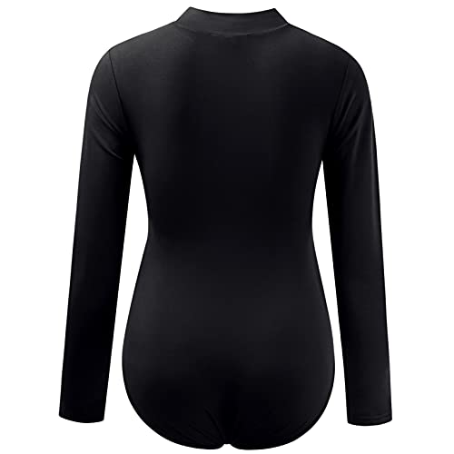 Bhome Maternity Shirt Mock Neck Long Sleeve Bodysuit for Pregnant Photoshoot - color: Black, size: Medium
