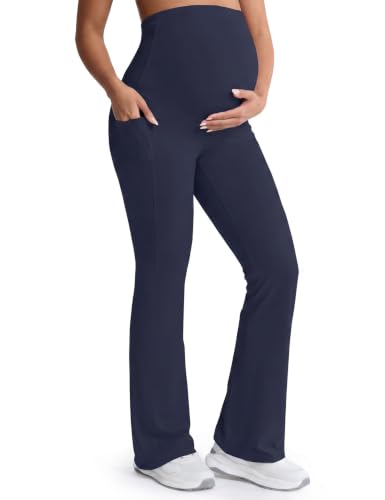 Mama Land Buttery Soft Maternity Flare Leggings - color: Navy Blue, size: X-Large Tall