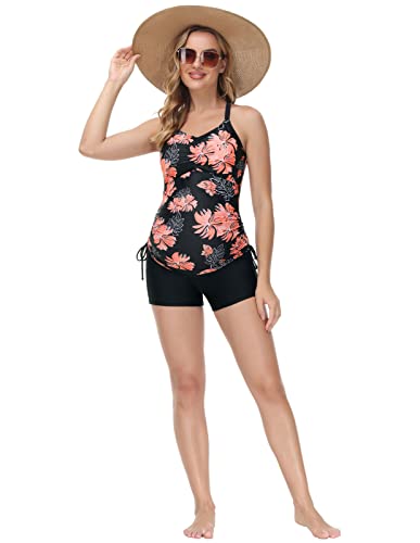 Maacie Maternity Athletic Tankini Swimsuits with Shorts - color: Black, size: Medium