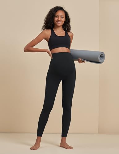 POSHDIVAH Maternity Workout Leggings Pregnancy Yoga Pants Pockets - color: Black, size: X-Large