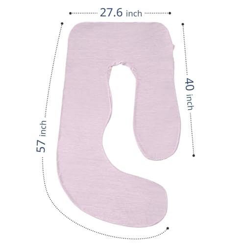 Sasttie Cooling Pregnancy Pillow Cover for 57-inch Maternity Pillow, Pink - color: Pink