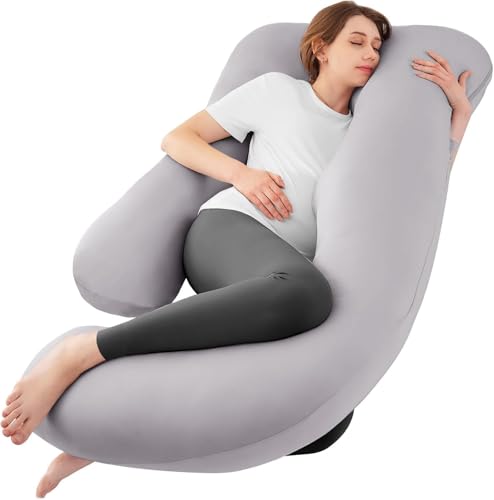 Cooling Pregnancy Pillows for Sleeping, 65'' Full Body Pillow, Light Grey - color: Light Grey, size: 65 Inch