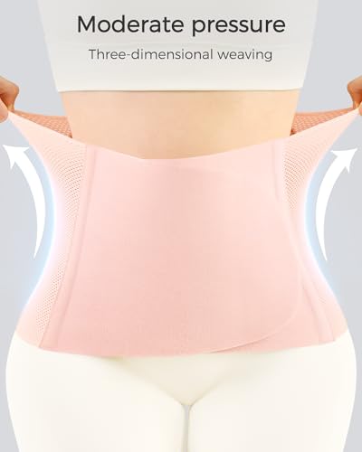 FREETOO Postpartum Belly Band Wrap for Women,Abdominal Binder Post Surgery - color: Pink