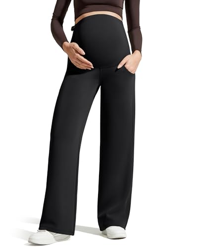 G4Free Maternity Pants Pregnancy Wide Leg Sweatpants High Waist Modal Soft - color: Black, size: Small