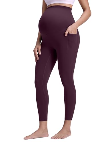 CRZ YOGA Maternity Leggings Pockets 25" - color: Deep Purple, size: X-Small