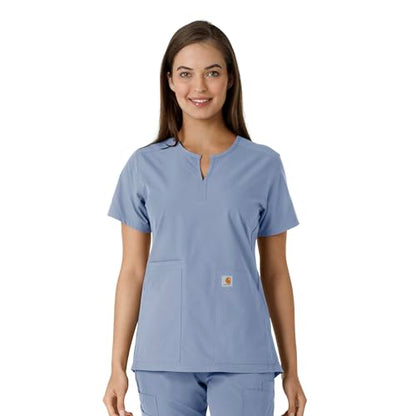 Carhartt Scrubs C12413 Women's Force® Essentials Modern Fit Notch Neck - color: Ceil Blue, size: X-Large
