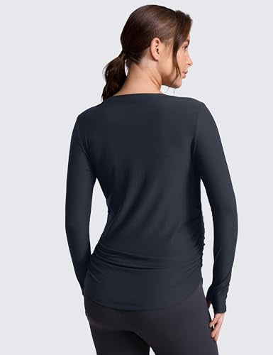 CRZ YOGA Maternity Side Ruched Tops - color: True Navy, size: X-Large