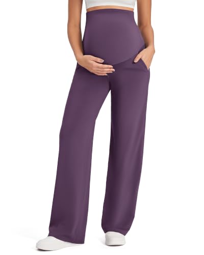 G4Free EverGoing Maternity Pants Over the Belly Pregnancy Work Trousers - color: Grape Purple, size: X-Small