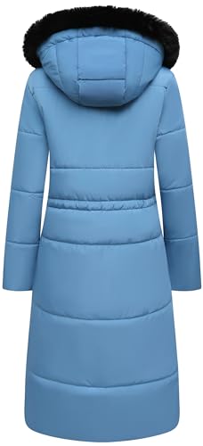 MOERDENG Women's Long Winter Puffer Coat Waterproof Warm Maxi Down Jacket - color: Denim Blue, size: 3X-Large