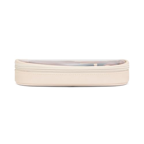 Wrangler Travel Makeup Bag 2pcs Set Cosmetic Bag with Makeup Brush Holder - color: Solid Beige