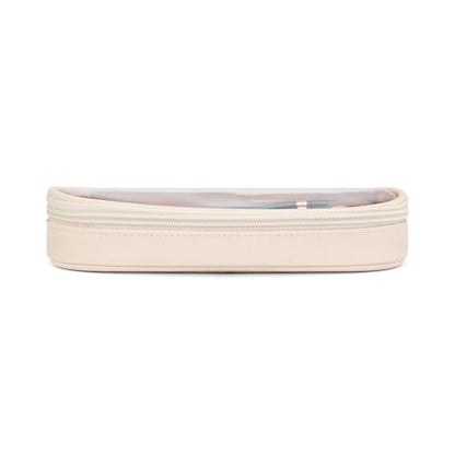 Wrangler Travel Makeup Bag 2pcs Set Cosmetic Bag with Makeup Brush Holder - color: Solid Beige