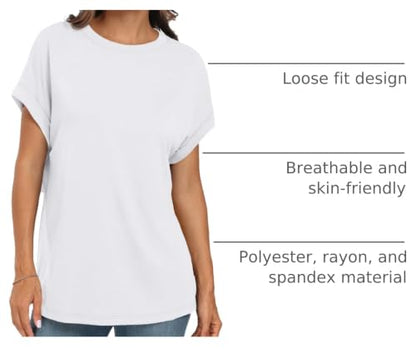 AUTOMET Women's Oversized Short Sleeve T Shirts Summer Tops - color: White, size: Medium