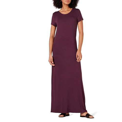 Amazon Essentials Women's Short-Sleeve Maxi Dress - color: Burgundy, size: Large