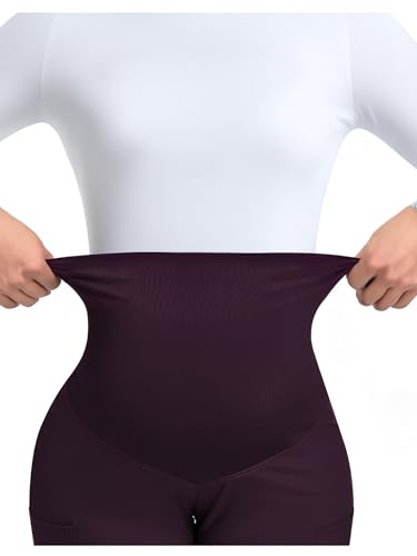 COZYFIT Maternity Scrub Pants, Jogger Workwear with 4 Pockets - color: Dark Purple, size: 3X-Large