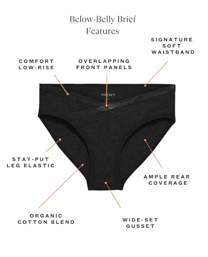 KNICKEY Subset Women's Organic Cotton Maternity Below-Belly Briefs, 3 Pack - color: Carbon, size: Small