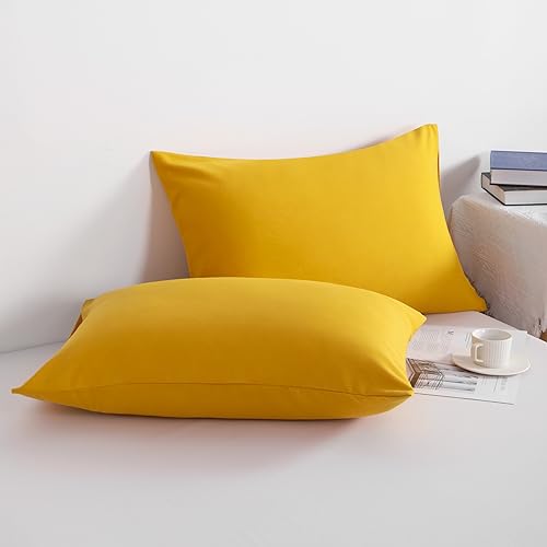 NTBAY Standard Microfiber Pillowcases, 2 Pack, 20 x 26, Ginger Yellow - color: Ginger Yellow, size: Standard (20" x 26")