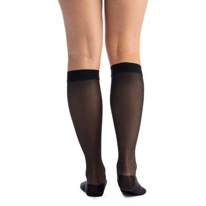EvoNation Women's Sheer Knee High 15-20 mmHg Open Toe Compression Stockings - color: Black, size: Medium