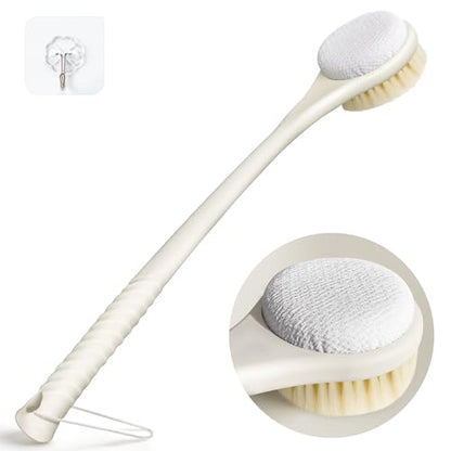 Back Scrubber for Shower, Long Handle Dual-Sided Brush, Light Yellow - color: Light Yellow