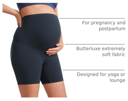 CRZ YOGA Maternity Biker Shorts 6" - color: True Navy, size: Small