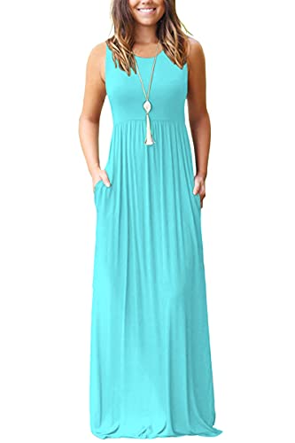 MOLERANI Women's Summer Maxi Long Casual Dresses with Pockets - color: 01 Bright Blue, size: X-Large