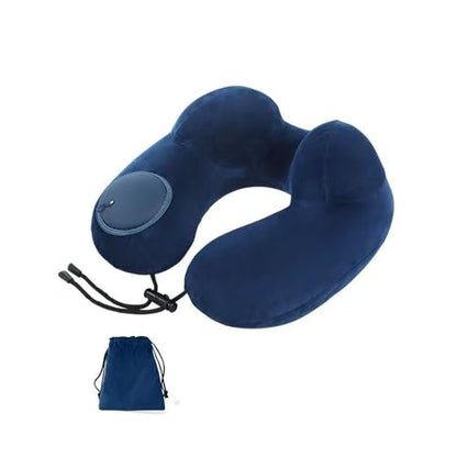 Portable Inflatable Neck Pillow, Car Rides, Office Napping, Navy Blue