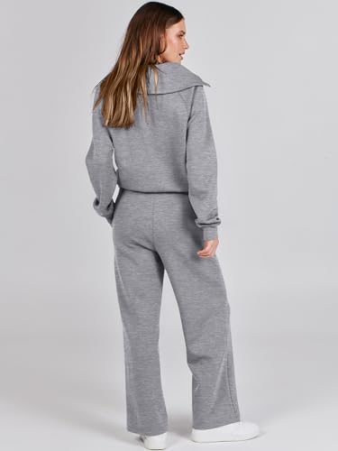 ANRABESS Women 2 Piece Set Sweatsuits Lounge Fall Outfits - color: Grey, size: X-Small