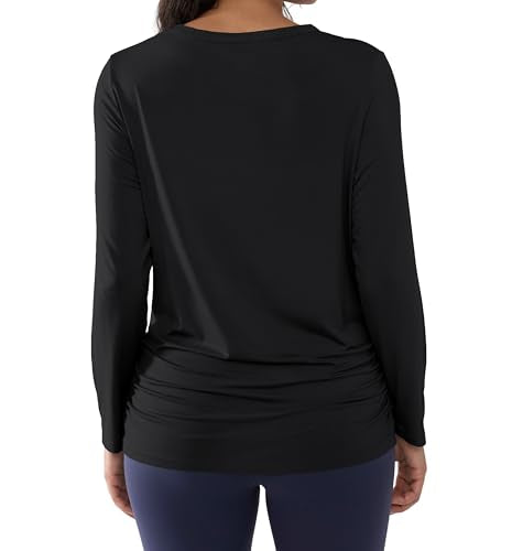 Joyaria Cooling Maternity Shirts Long Sleeve Bamboo Viscose for Women - color: Black, size: Small
