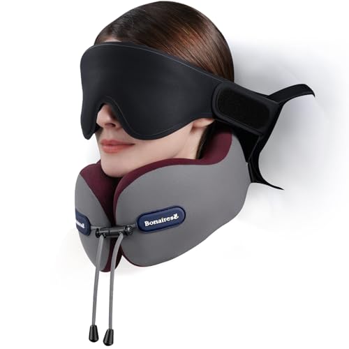 Travel Pillow, Neck Pillow Airplane for Long Flight Sleeping - color: Grey & Red, size: U-Shaped Pillow