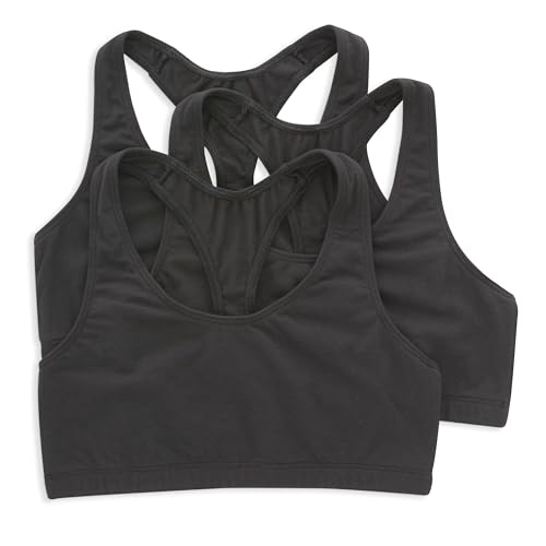 Hanes Women's Racerback Cotton T-Back Bralette (3 Pack) - color: Black/Black/Black, size: XX-Large