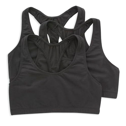 Hanes Women's Racerback Cotton T-Back Bralette (3 Pack) - color: Black/Black/Black, size: X-Large