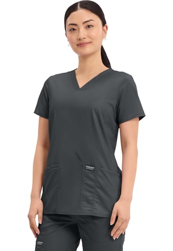 Cherokee WW Revolution Medical Women's Scrub Top V-Neck 3-Pocket Scrubs - color: Black, size: Medium