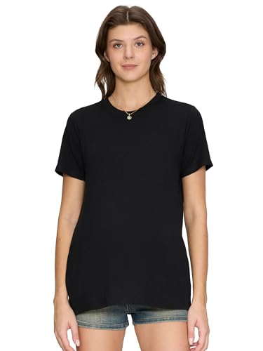 Women's Maternity Shirts, Crew Neck Maternity Top Short Sleeve - color: Black, size: Small